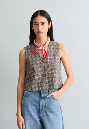 KARIERTE REGULAR  MIX   - Weste - dark brown