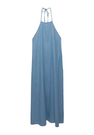 HALTER FLOWING - MIDI - Robe en jean - blue denim
