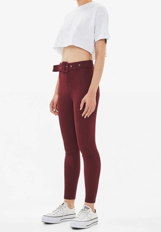 Jeggings Bershka Bordeaux/vin Doux Et Stretch - Taille M - Occasion Très Bon état