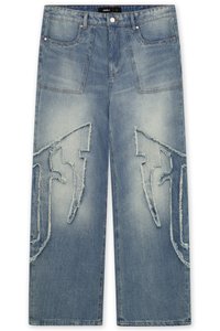 FAVELA FABRIC PATCH - Laisvi džinsai - blue washed