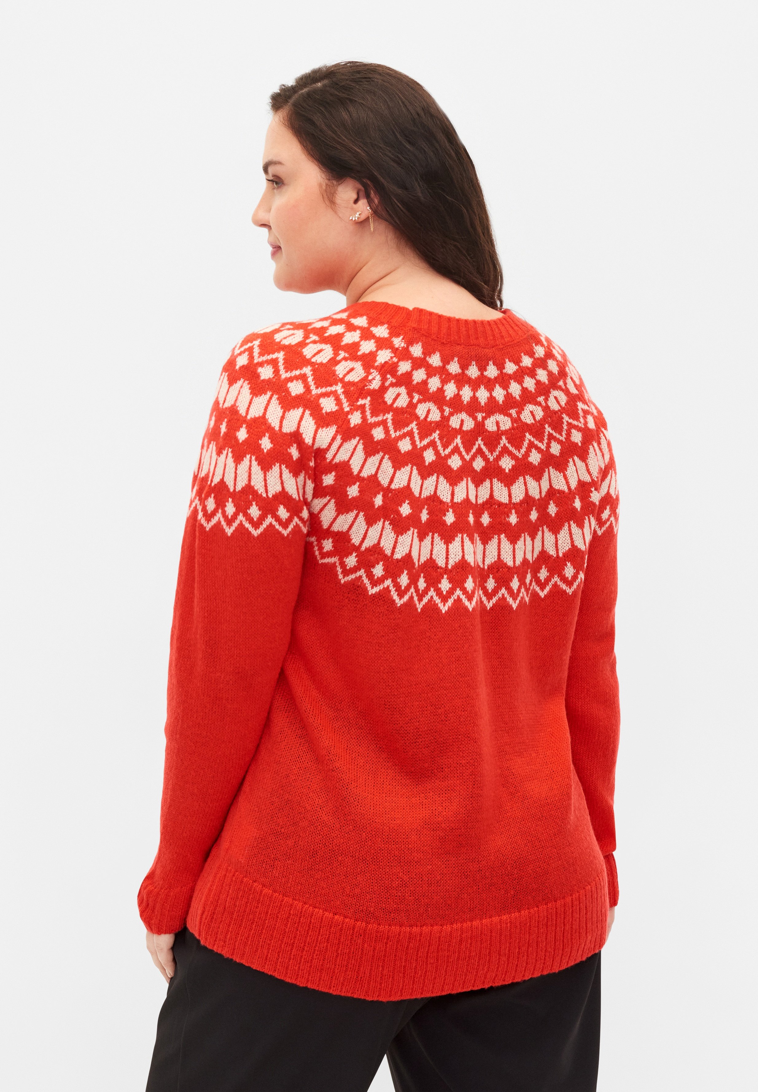 Zizzi MIT JACQUARDMUSTER - Trui - fiery red comb/rood - Zalando.nl