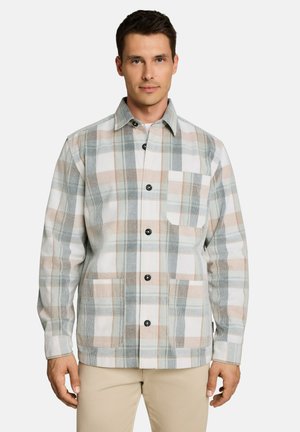 TOM TAILOR, CORD OVERSHIRT MIT KAROMUSTER - Giacca leggera - off white mint check