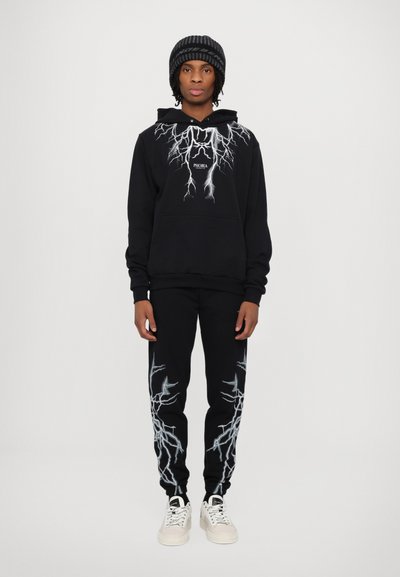 PHOBIA ARCHIVE HOODIE WITH LIGHTNING AND LOGO PRINT - Felpa - black/grey