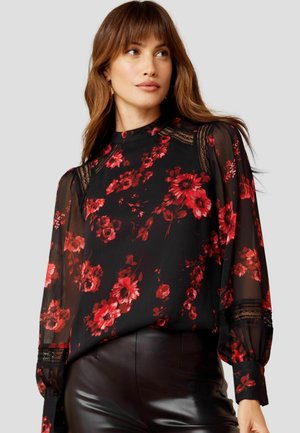 Love & Roses HIGH NECK LACE REGULAR FIT - Bluse - black floral