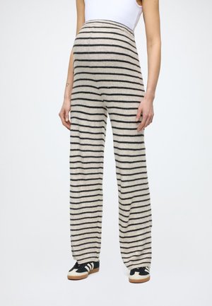 MLBINA WIDE PANT HW BF - Wide leg - birch stripes:black
