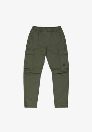 Groene cargo pants van katoen, met een elastische tailleband, meerdere zijzakken en een taps toelopend beenontwerp.