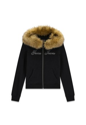 Guess Jeans, SCHMAL GESCHNITTENES PELZ-SWEATSHIRT - Sweatjacke - schwarz