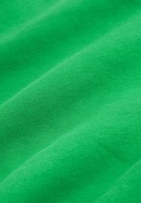 Zaļa auduma, tekstūra ar smalkām ribām. Gluda virsma ar vieglu spīdumu, demonstrējot dzīvotspējīgu, vienmērīgu krāsu mīkstā, vieglā materiālā.