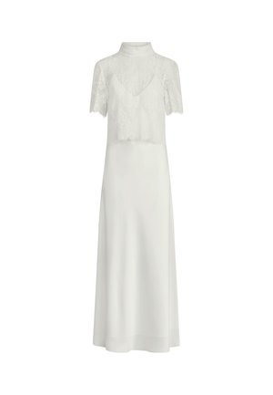 Apart, SATINKLEID MIT SPITZENJACKE - Maxikleid - creme
