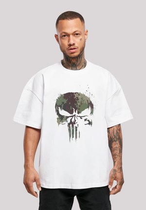 F4NT4STIC MARVEL PUNISHER TV CAMO SKULL - Marškinėliai su spaudiniu - white