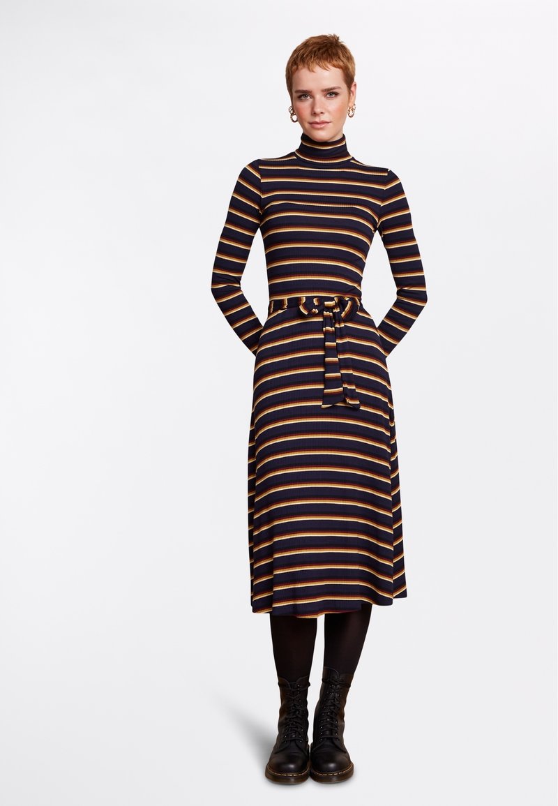 Robe King Louie Erica Farola – Bleu à Pois – Taille Normale – Viscose Ecovero™ – Neuf Avec étiquettes
