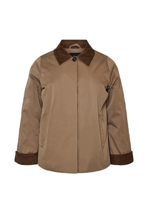 Zizzi, LEICHT WATTIERTE JACKE MIT CORDKRAGEN - Kurzmantel - braun