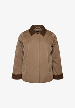 Zizzi, LEICHT WATTIERTE JACKE MIT CORDKRAGEN - Κοντό παλτό - braun