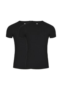 Sorte bomulds t-shirts (to-pak) med korte ærmer, rund halsudskæring og en glat, ubearbejdet tekstur. Klassisk pasform.