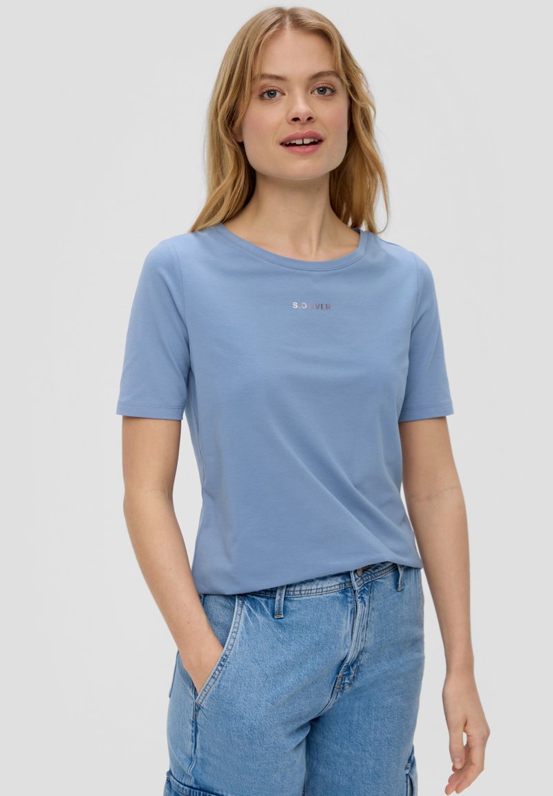 s.Oliver MIT LOGOPRINT - T-shirt basic - blassblau