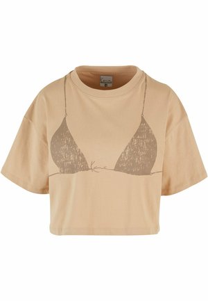 Karl Kani SIGNATURE CROP - T-Shirt print - sand