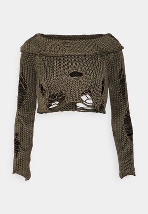 LAYERED LADDER KNIT OFF THE SHOULDER  - Jersey de punto - dark brown
