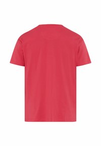 T-shirt in cotone rosso con scollatura rotonda e maniche corte. Texture liscia e vestibilità classica, privo di loghi o motivi visibili.