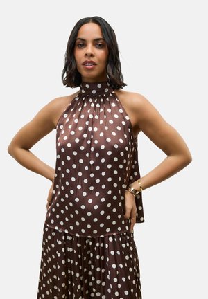 Next GLOSSY POLKA DOT HALTER - Pusero - brown