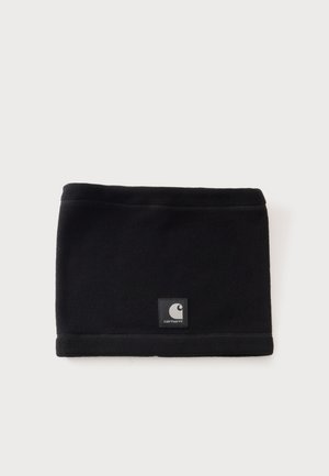 Μαύρο fleece λαιμοδέτης Carhartt με μικρό τετράγωνο λογότυπο στο μπροστινό κέντρο σε λευκό φόντο.