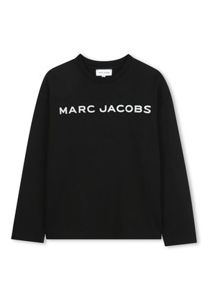 Chemise noire à manches longues avec texte blanc "MARC JACOBS" sur la poitrine et col rond.
