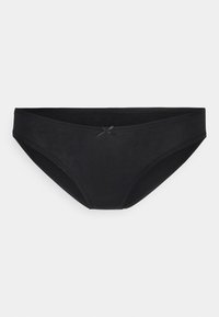 Sorte bomulls-bikini-truser med flat elastisk midjebånd, en liten sløyfe foran og glatte kanter for komfort.