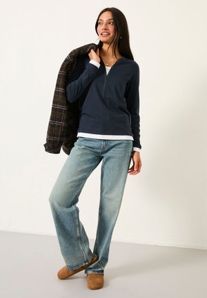 FatFace REGULAR FIT - MOCK HENLEY - Long sleeved top - navy
