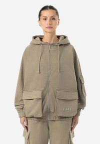 Pegador - NONA OVERSIZED - Cipzáras pulóver - washed desert taupe Miniatűr kép 1
