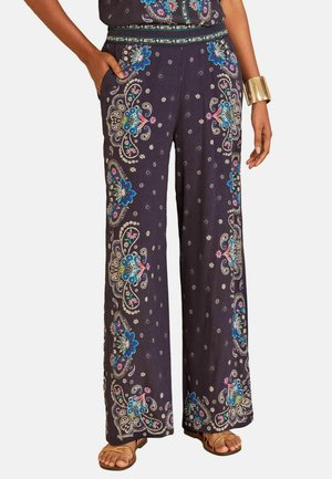 Love & Roses, REGULAR FIT - WIDE LEG TROUSERS . - Trousers - navy paisley print