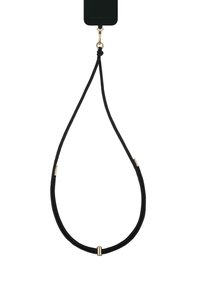 Kaulakoru, jossa on musta kangas, sileä pinta, kultasävyiset metallikoristeet ja minimalistinen muotoilu, jossa on solmittu yksityiskohta ja liukuva lukko.