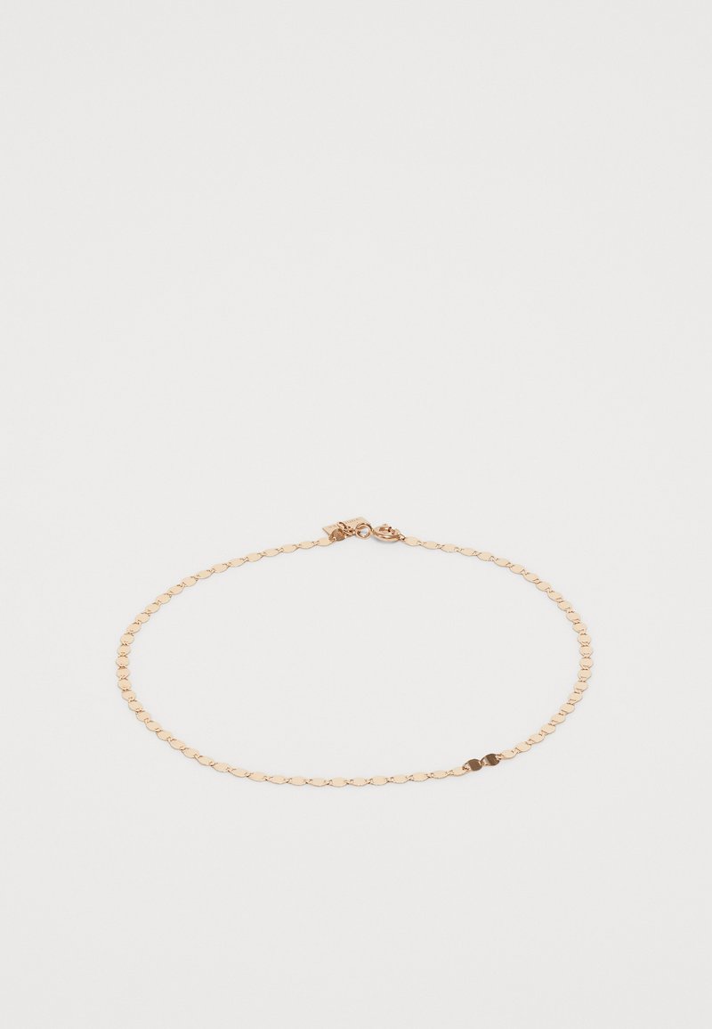 Narukvica od zlata s okruglim karikama, sa kopčom i glatkom površinom, duljine otprilike 18 cm.