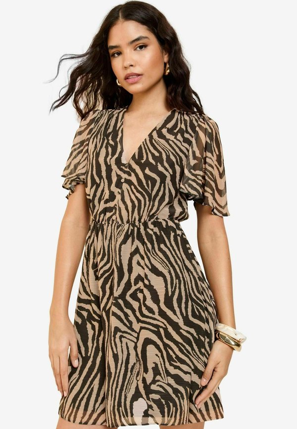 RUCHE WAIST - Freizeitkleid - ivory animal