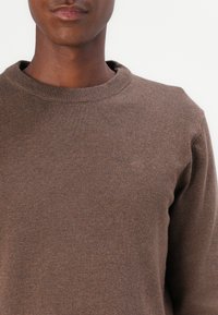 TOM TAILOR BASIC CREWNECK - Pullover - dark taupe melange