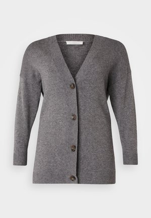 ONLY Carmakoma CARESLY BUTTON - Chaqueta de punto - chocolate torte melange