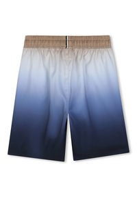 Ανδρικό μαγιό σορτς με διαβάθμιση από μπεζ σε μπλε. Διαθέτει ελαστική μέση, λεία υφή και χωρίς ορατά σχέδια ή μεταλλικά στοιχεία.