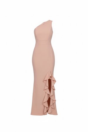 WAL G PETITE, MILLY ONE SHOULDER RUFFLE  - Gallakjole - blush pink