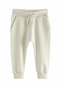 Lichtgrijze joggers van zachte stof, met een elastische tailleband met trekkoord, geribde boorden en zijzakken.