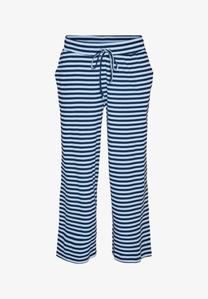 Zizzi, GESTREIFTE SCHLAFANZUGHOSE MIT HOHER TAILLE UND WEITEN BEINEN - Nachtwäsche Hose - blau