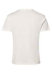White cotton t-shirt with a classic crew neck, short sleeves, and a smooth, soft texture. No visible graphics or patterns.