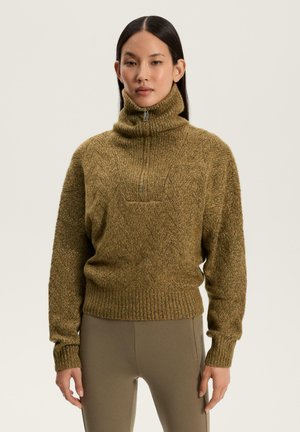 HALF-ZIP MIXED - Pulover - khaki