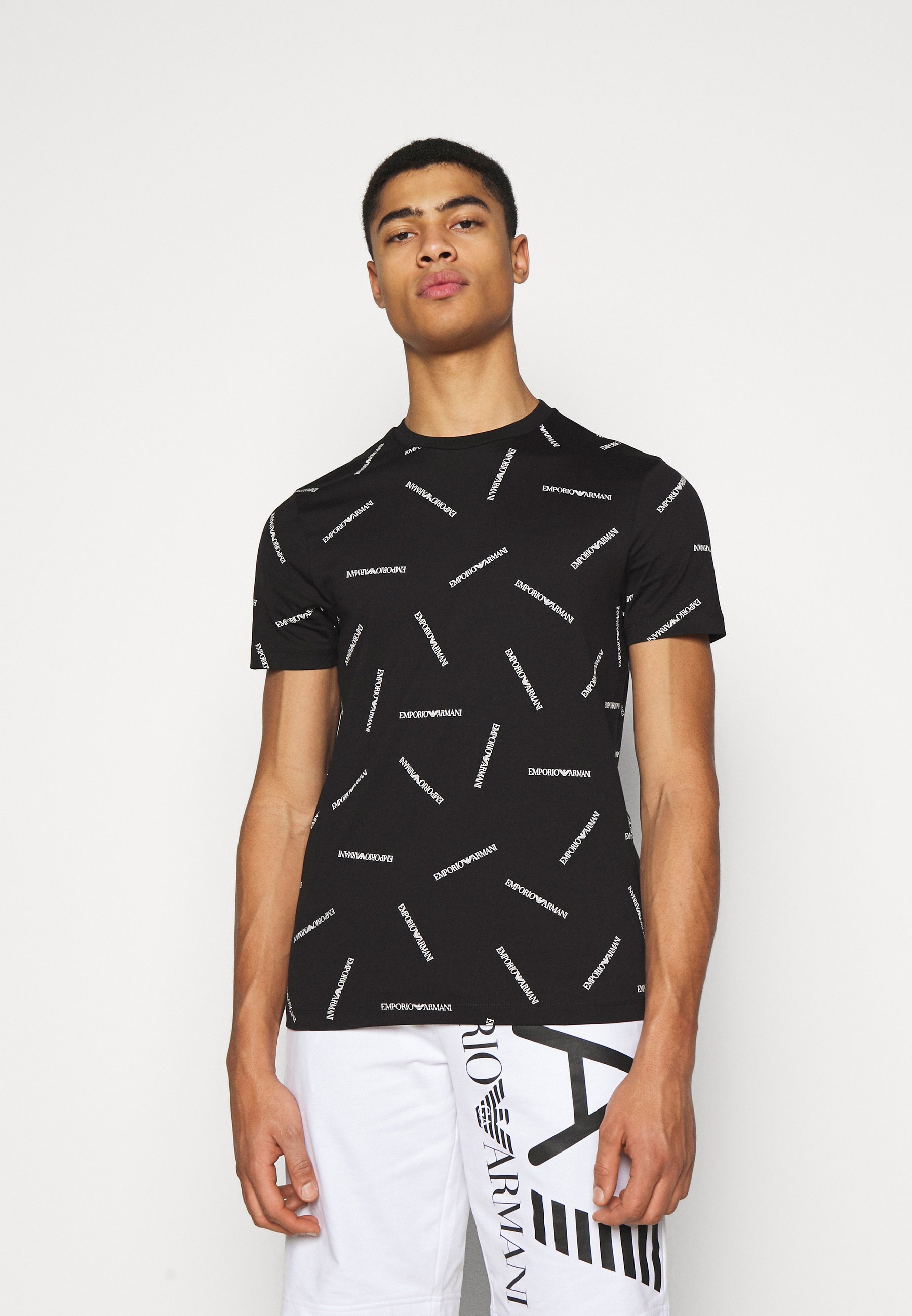 Emporio Armani T-Shirt print - nero bianco/schwarz