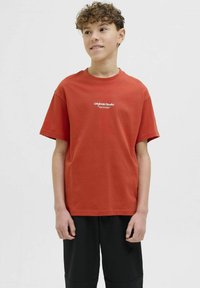 Jack & Jones Junior JORVESTERBRO SS CREW NECK NOOS - Apdrukāts T-krekls - summer fig