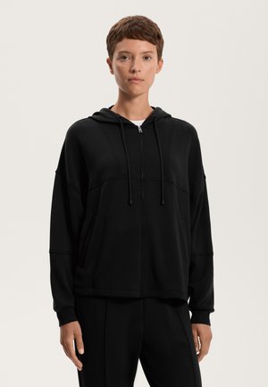 SOFT-TOUCH HOODED - Športna jopa s kapuco na zadrgo - black