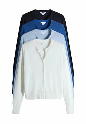 4 PACK FINE BUTTON THROUGH - Strickjacke - navy/blue/light blue/cream