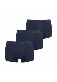 Marinblå bomullsboxer i ett paket om tre, med en mjuk midjeresår med präglad "Levi's"-logotyp och en snug, figurnära design.