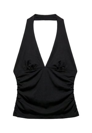 PULL&BEAR, GATHERED HALTER - TOP - Débardeur - black