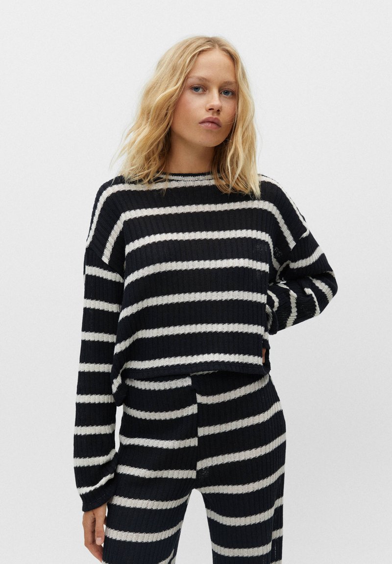 PULL&BEAR STRIPED Jumper black Zalando.de