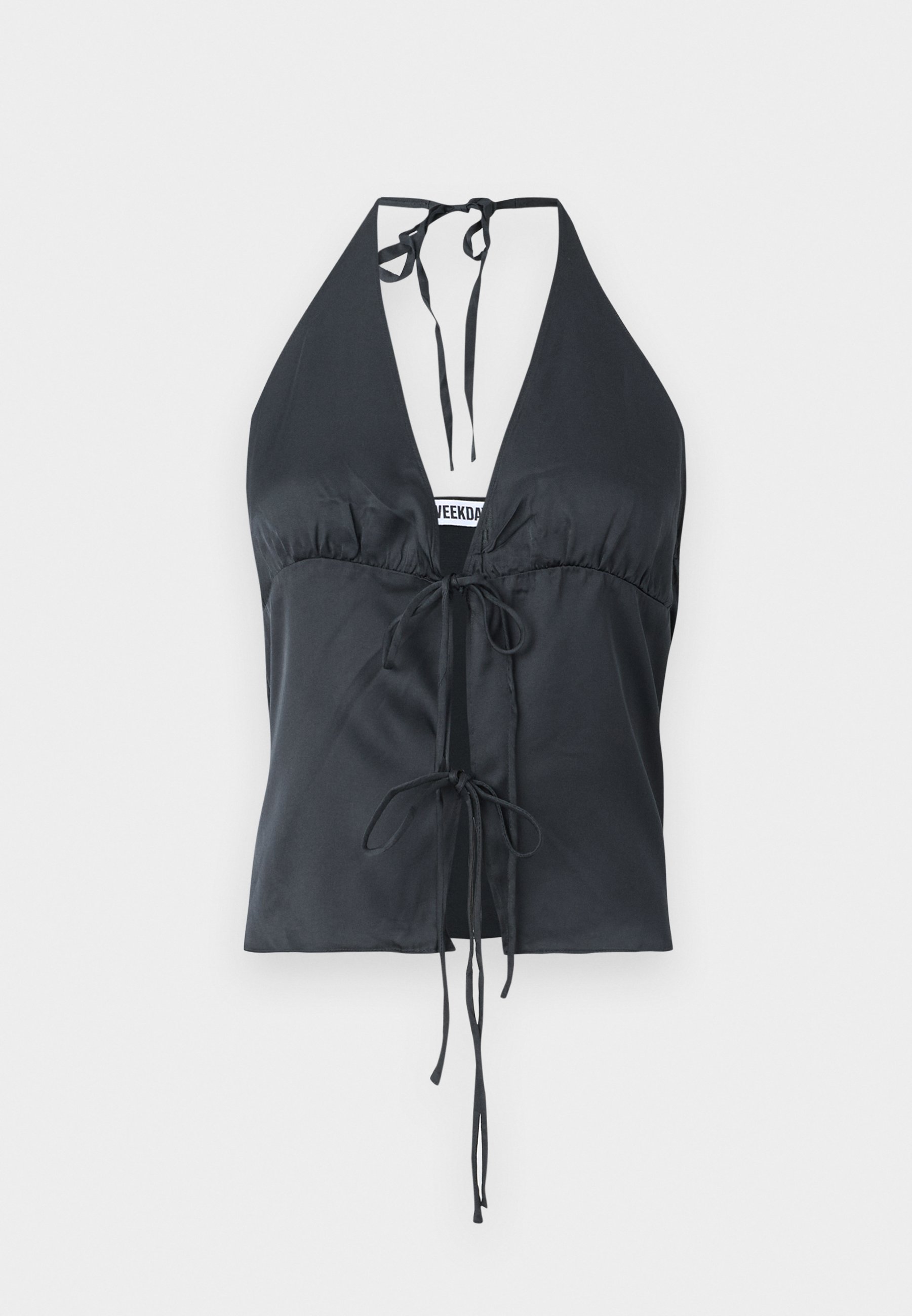 売れ筋商品|||ウィークデイ シャツ レディース トップス TIE-FRONT HALTERNECK - Blouse - grey dark Weekday TIE-FRONT HALTERNECK - Blouse - grey dark/grijs