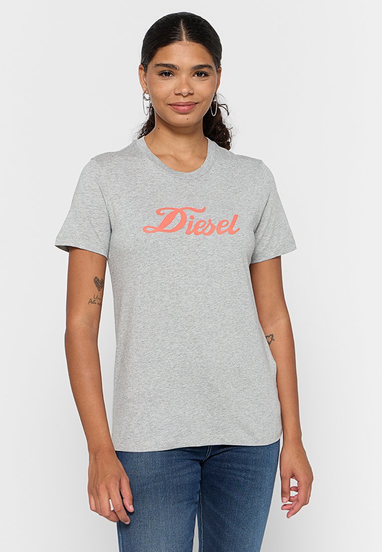 Diesel T-shirt print lichtgrijs