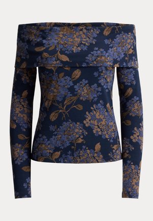 Lauren Ralph Lauren, FLORAL JERSEY OFF-THE-SHOULDER TOP - Μπλούζα με μακριά μανίκια - navy multi